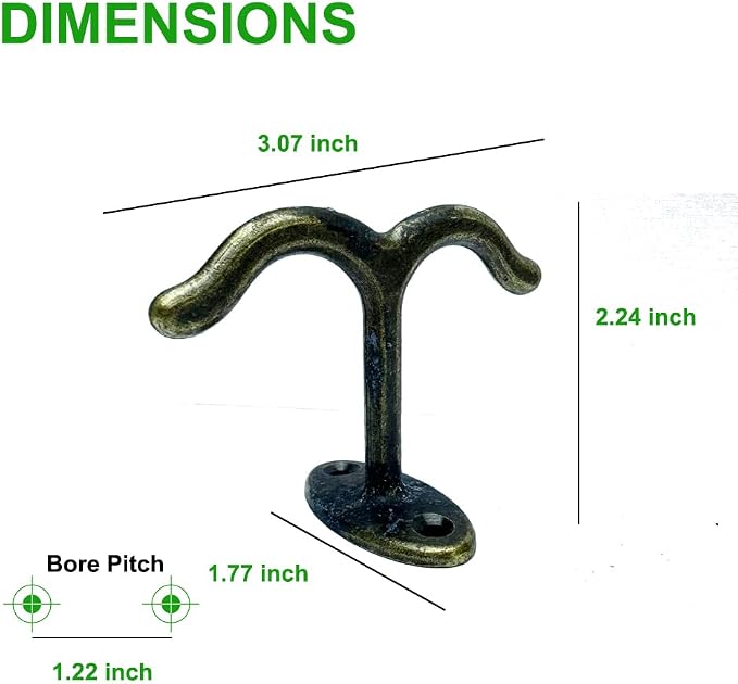 10 Pcs Zinc Alloy Ceiling Double Hook Cabinet Wardrobe Coat Towel Hat Hook - Image 2