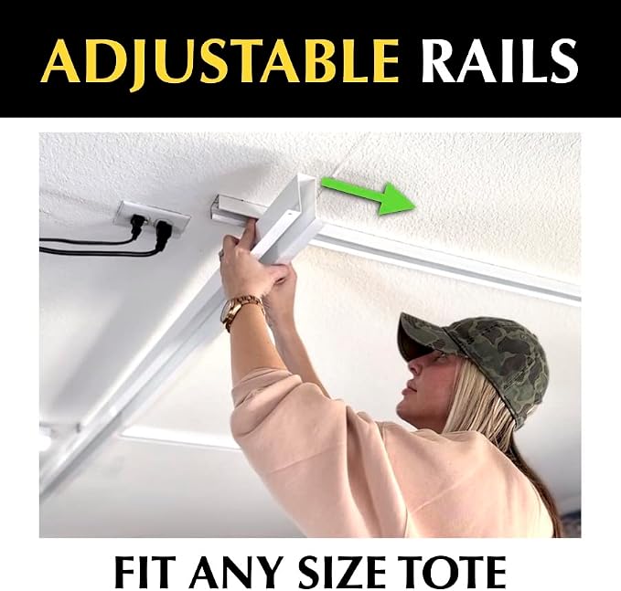 Tote Slide PRO – Made in USA | Heavy-Duty Alloy Steel Overhead Rack – Organize - Image 4