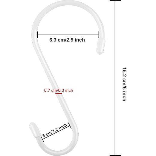 Nisoger 12 Pack 6 Inch White S Hook, Large Vinyl Coated S Hooks - Image 2