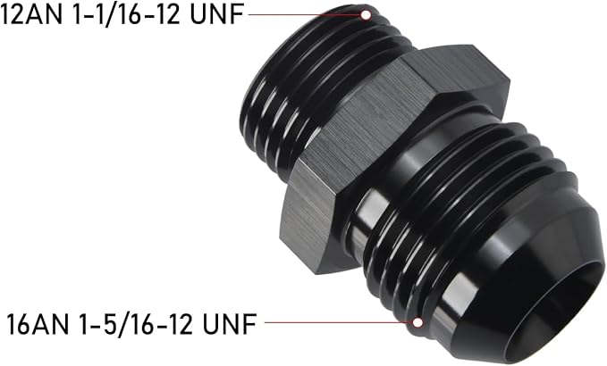 16AN Male Flare to 12AN ORB O-ring Boss Fuel Pump Rail Adapter Fitting Aluminum - Image 2