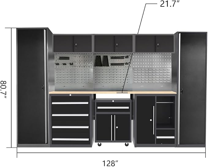 JZD Metal Garage Tool Cabinet Set, Heavy Duty, Included Rolling Chest, - Image 2
