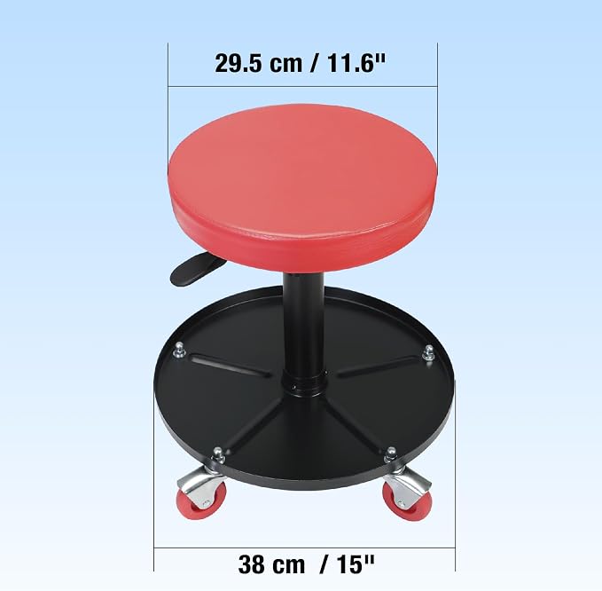 Big RED Creeper Garage/Shop Seat: Heavy Duty Rolling Pneumatic Padded - Image 4