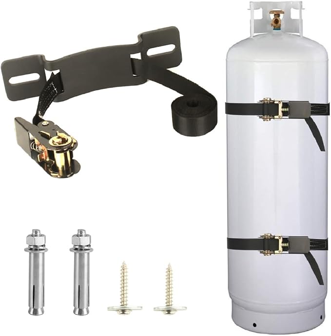 Propane Tank Holder ，Cylinder Wall Mounted Brackets, Ratchet Straps（6.6ft ） by MROUDELUO