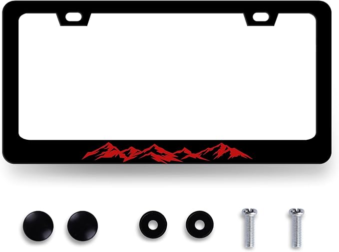 Mountain License Plate Frame Colorful Mountains License Plate Stainless Steel by MUAWUOIK