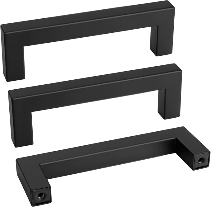 goldenwarm 50 Pack 3 3/4 Inch Black Cabinet Handles Matte Black Drawer Pulls by goldenwarm