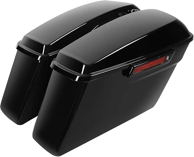 XFMT Motorcycle Hard Saddlebags Vivid Black Saddle Bags Trunk W/Black Latches - Image 3