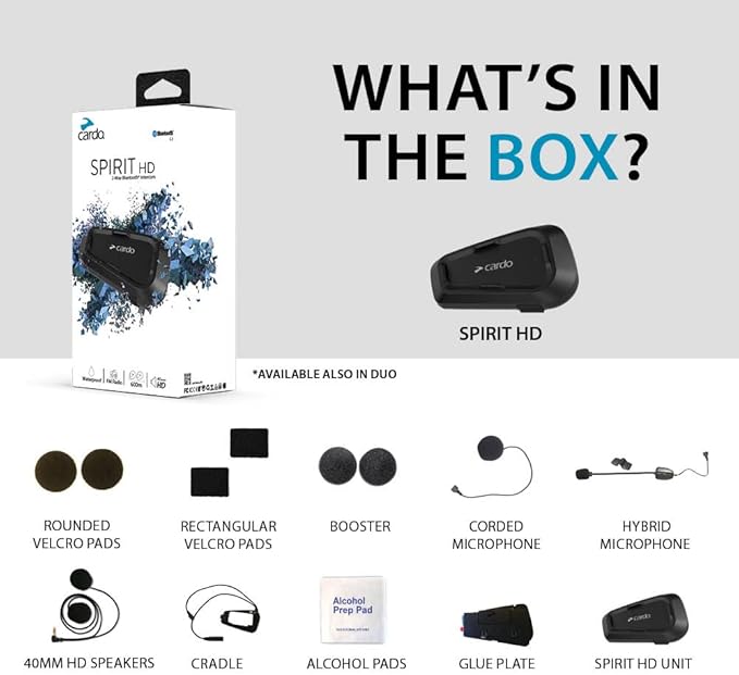 Cardo Systems Spirit HD Motorcycle Bluetooth Communication Headset, 2-Way - Image 2