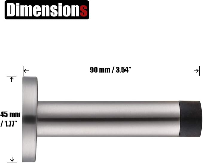 JQK Door Stopper Black, 304 Stainless Steel Thicken 1mm Sound Dampening Door - Image 3
