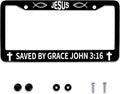 John 3:16 Jesus License Plate Frames Round Hole Personalise License Plate Frame by Omw2fyb