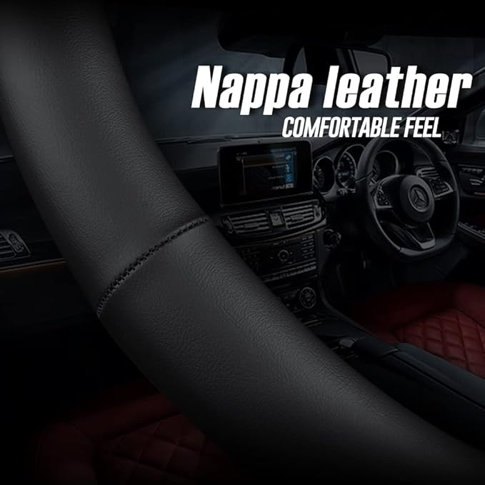 LKWLIKEI Nappa Premium Leather car Steering Wheel Cover, Breathable, Universal - Image 5