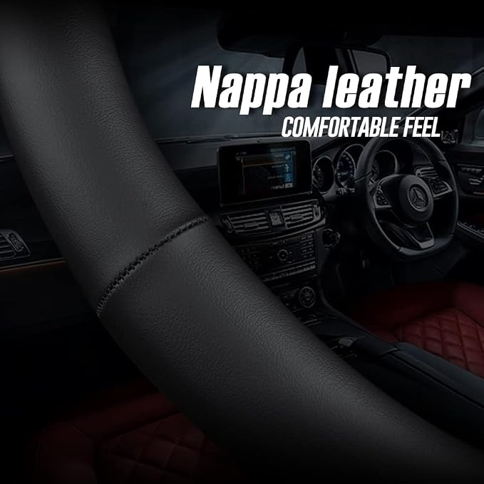 LKWLIKEI Nappa Premium Leather car Steering Wheel Cover, Breathable, Universal - Image 6