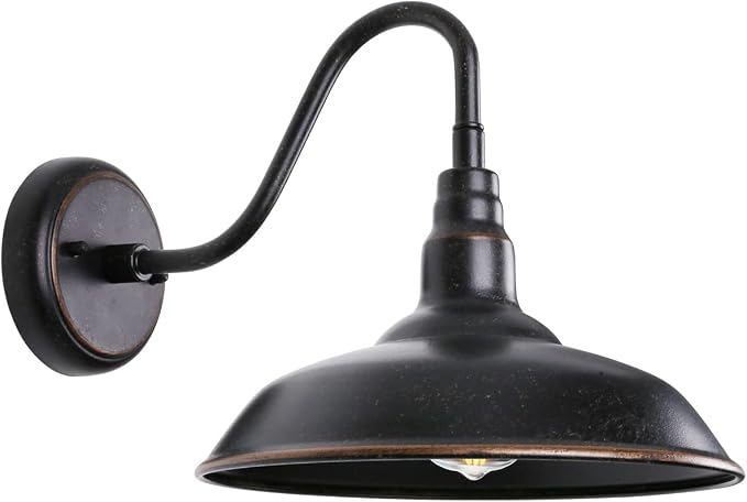 Gooseneck Outdoor Light Fixture, Bronze Porch Lighting, Gooseneck Wall Sconce by GOALPLUS
