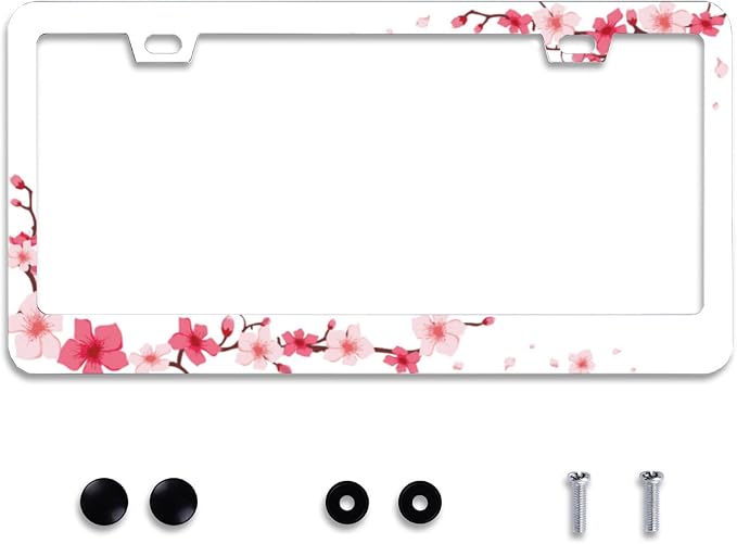 Personalise Beautiful Cherry Blossom License Plate Frame Floral Flowers License by Omw2fyb
