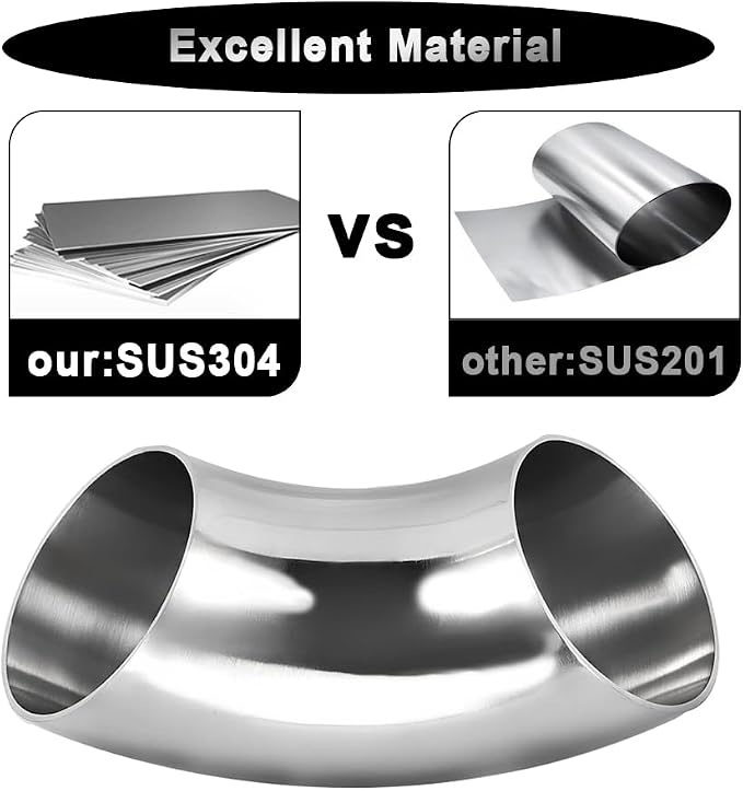OD 1.25 Inch 90 Degree Stainless Steel Bend Tube Exhaust Elbow Pipe - Image 4