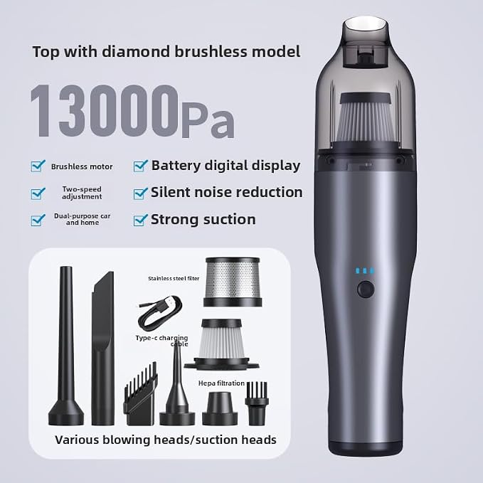 Wireless car-Mounted Vacuum Cleaner 13000PA Suction Handheld Vacuum USB - Image 2