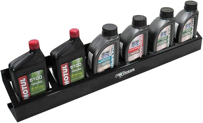 Pit Posse 304BK Six Quart Oil Can Rack Holder 32" Caddy Wall Hanger Aluminum - Image 2