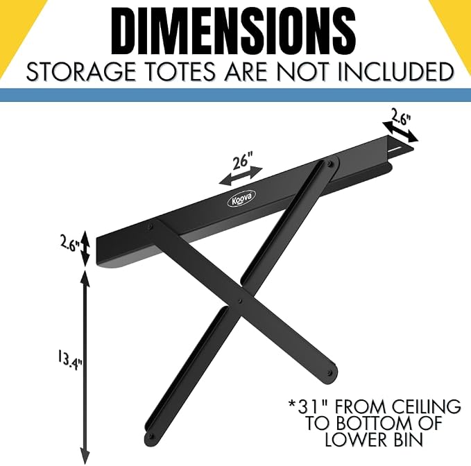 Koova Dual Rail Heavy Duty Overhead Garage Storage System - Image 3