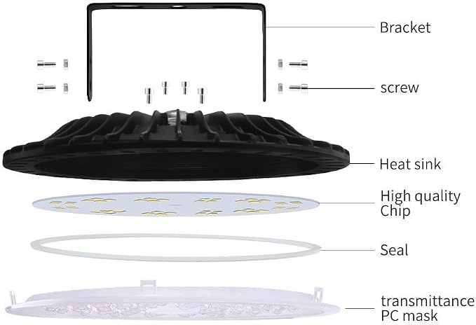 Viugreum 5 PACK 200W UFO LED High Bay Light, 20000LM 6500K Daylight White LED - Image 5
