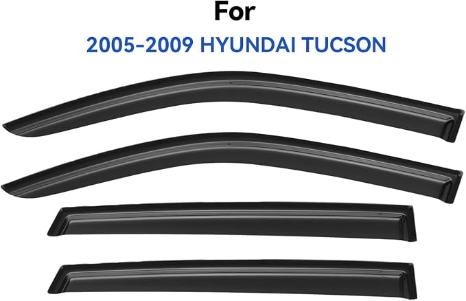 Window Visors Rain Guards for 2005-2009 Hyundai Tucson, Out-Channel Window Vent - Image 2
