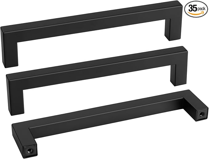 goldenwarm 35 Pack 7-1/2in Black Square Bar Cabinet Pull Drawer Handle by goldenwarm