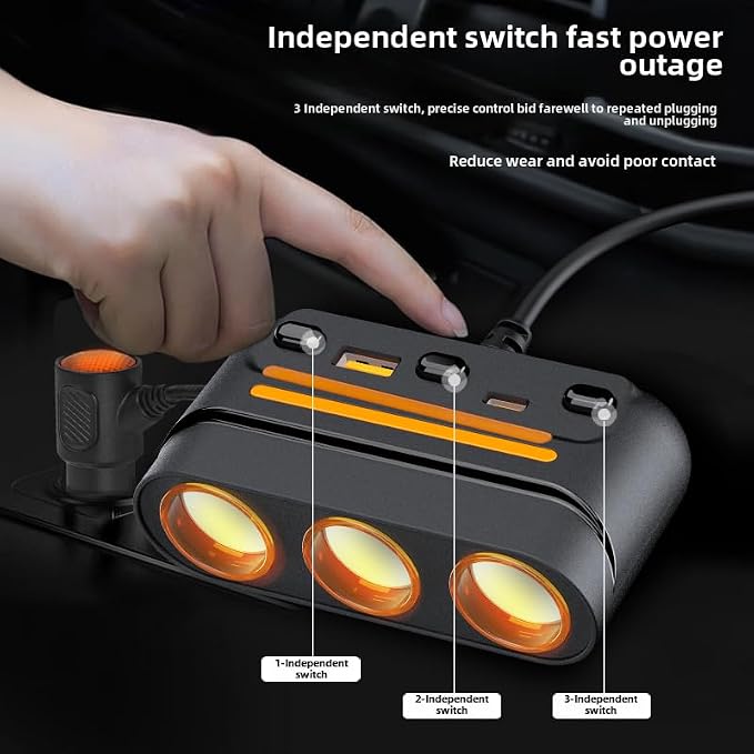 3 - in - 1 Cigarette Lighter Adapter - Image 2