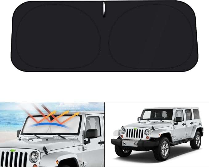 KUST Windshield Sun Shade for 1997-2017 Jeep Wrangler Rubicon Sahara TJ JK JKU by KUST