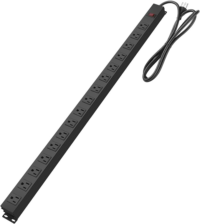 HHSOET Metal Wall Mount Power Strip, 16 Outlets, 3 FT SJT 3/C 14AWG Power Cord by HHSOET