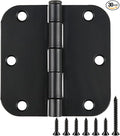 30 Pack Rounded Matte Black Door Hinges 3.5 Inch 5/8" Radius Interior 3 1/2" by TDCHINGES
