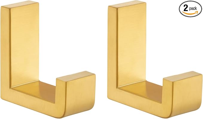 Angle Simple Towel Hook Brushed Gold 2 Pack, 304 Stainless Steel Robe Hook by AngleSimple