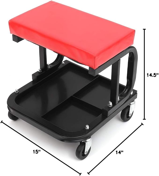 Rolling Creeper Seat with Cushioned Seat Heavy-Duty Garage Roller Seat with 4 - Image 2