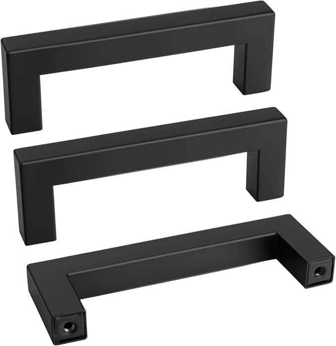goldenwarm 100 Pack 3 1/2 Inch Black Cabinet Handles Matte Black Drawer Pulls by goldenwarm