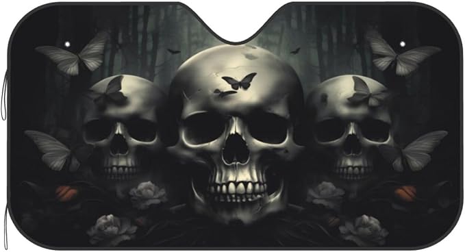 Skull Car Sun Shade Windshield Sunshade Foldable Front Window Shield Cover - Image 9