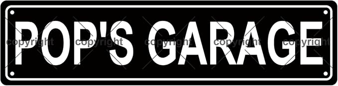 POP'S GARAGE Space Metal Tin Street Sign Bar Cafe Garage Cave Home Room Wall by Unknown