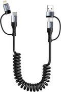 Coiled Lightning Cable 4 in 1 Multi Charging Cable 60W Fast Charging by Miger