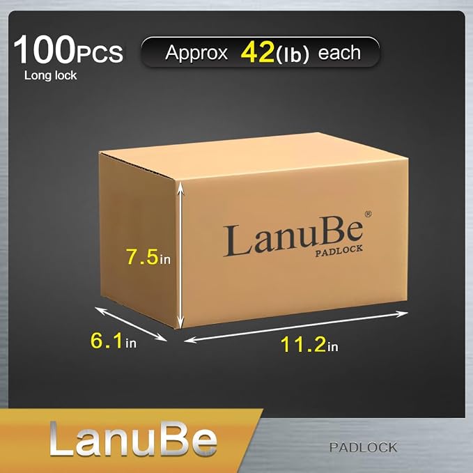 LanuBe Lock Laminated keyed Padlock, keyed Alike Locks, Long Shackle, Marked - Image 5