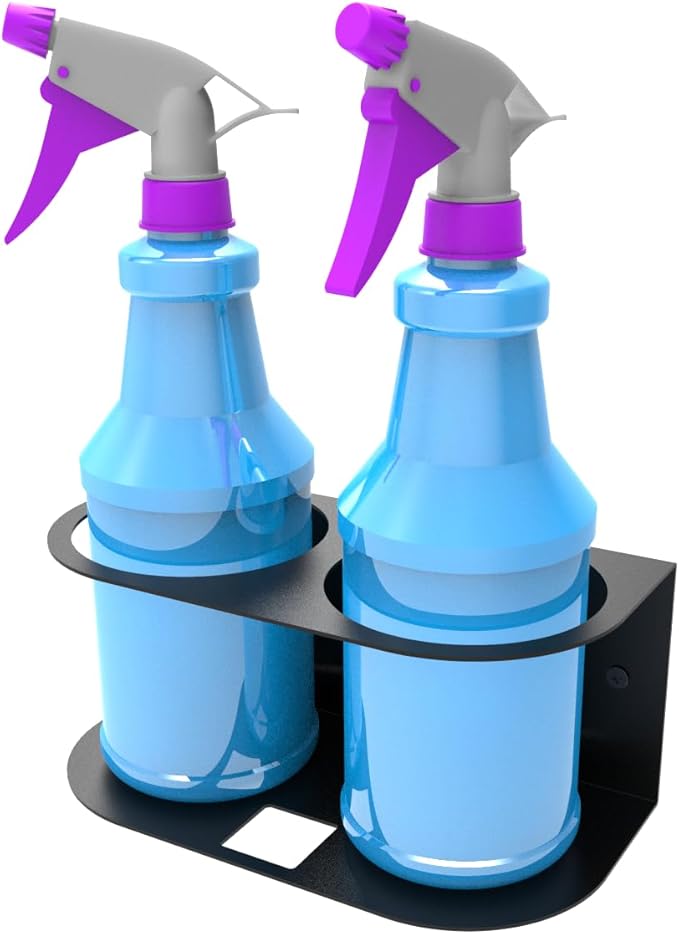 JINGCHENGMEI 2 Spray Bottles Holder, Steel Wall Mount Storage Organizer - Image 3