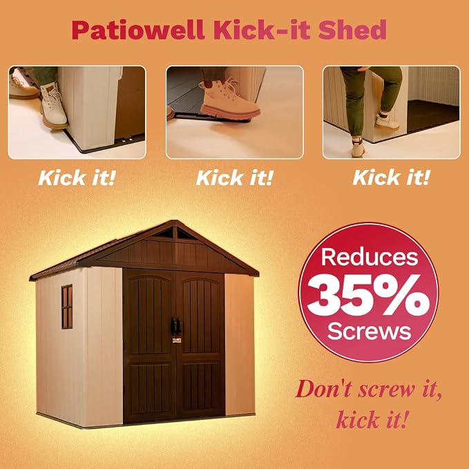 Patiowell 8 x 6 FT Plastic Outdoor Storage Shed - Image 4