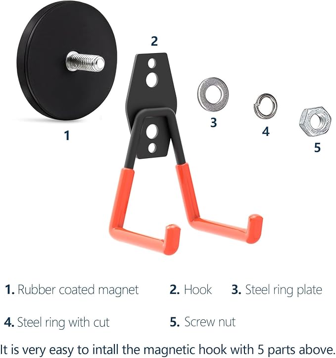 Super Strong Garage Magnetic Hooks Heavy Duty-6Pack, Powerful Magnetic Strips - Image 3
