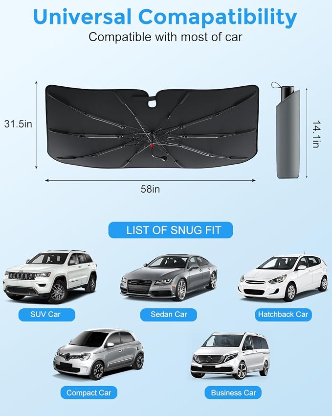 Car Windshield Sun Shade, Spring Structure Umbrella Sunshade - Image 8