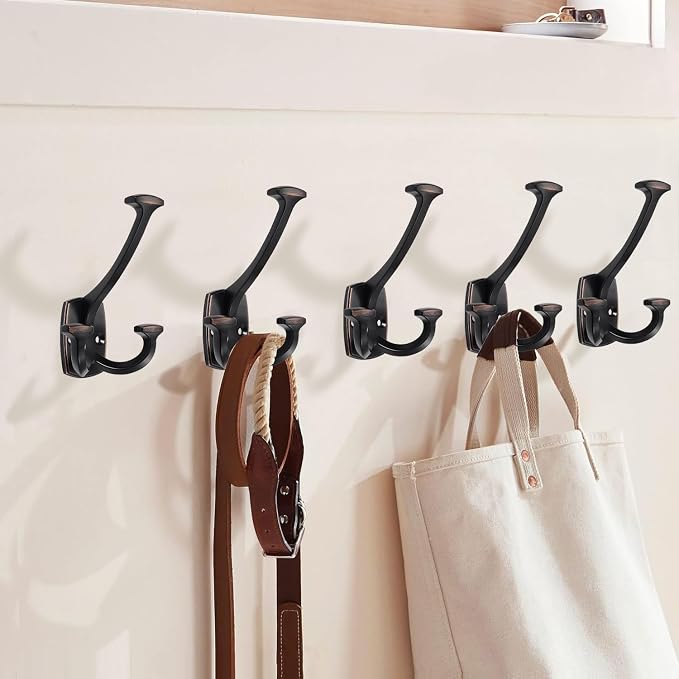 Large Wall Double-Sided Hook 5 Pack Oil Rubbed Bronze Hook Decorative Heavy - Image 4