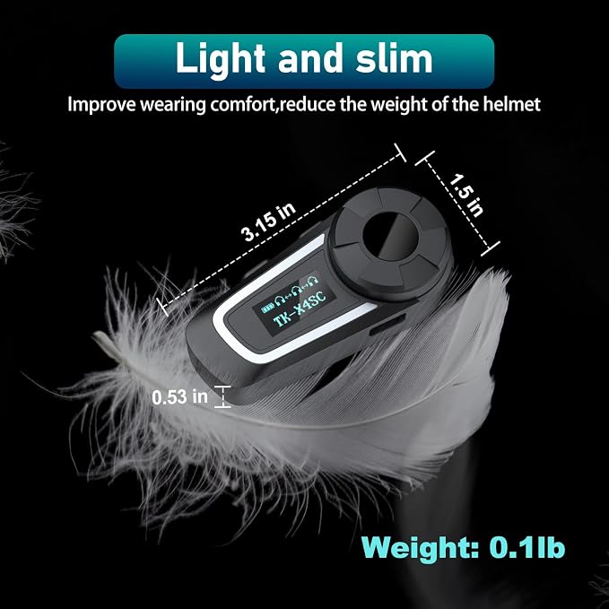 TK-X4SC Motorcycle Bluetooth Headset, 6 Riders 2000m Helmet Group Intercom - Image 5