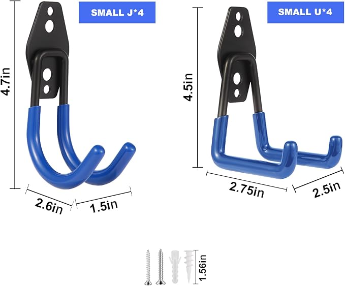 Steel Garage Hooks Wall Tool Organizer, 8 Pack Garage Storage Hook Heavy Duty - Image 2
