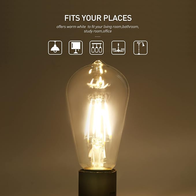 LED Edison Bulb 4W, Antique 40W Vintage Edison Bulb, E26 Light Bulb Non - Image 6