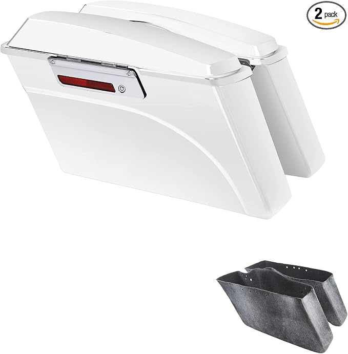 XFMT Motorcycle Saddlebags White Hard Saddle Bags Trunk by XFMT