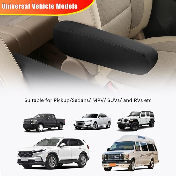 4PC Car Front Seat Armrest Covers, Universal Size Seat Arm Rest Cover, Flat - Image 5