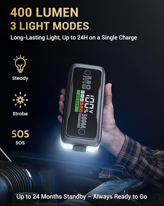 MOSTOOL M8 Car Jump Starter, 5000A Peak 12V Battery Jump Starter Power Pack - Image 7