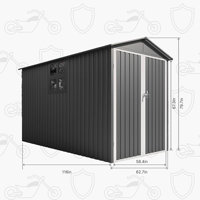 5’ x 10’ Motorcycle Storage Sheds, Metal Shelter & Garage - Image 5