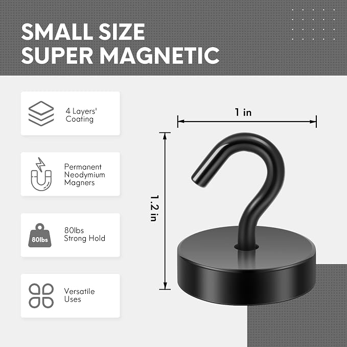 Neosmuk Magnetic Hooks, Cruise Ship Essentials, 80lb+ Heavy Duty Magnetic Hooks - Image 6
