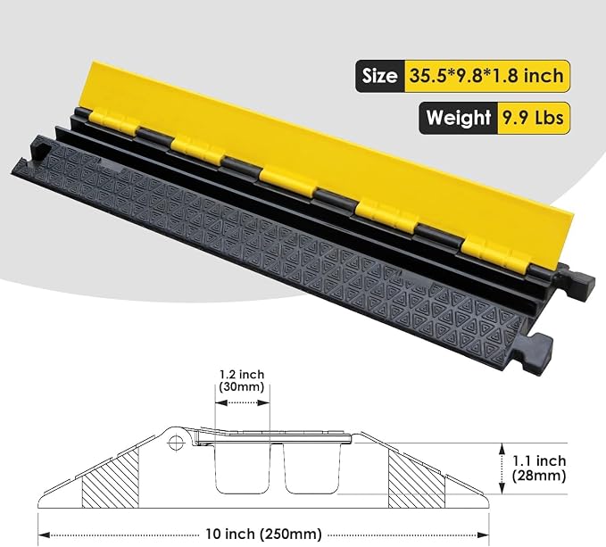 Heavy-Duty Rubber Cable Protector Ramp - Image 2