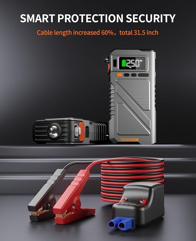 Car Jump Starter with Air Compressor 9000A, 9 in 1 Jumper Box - Image 5